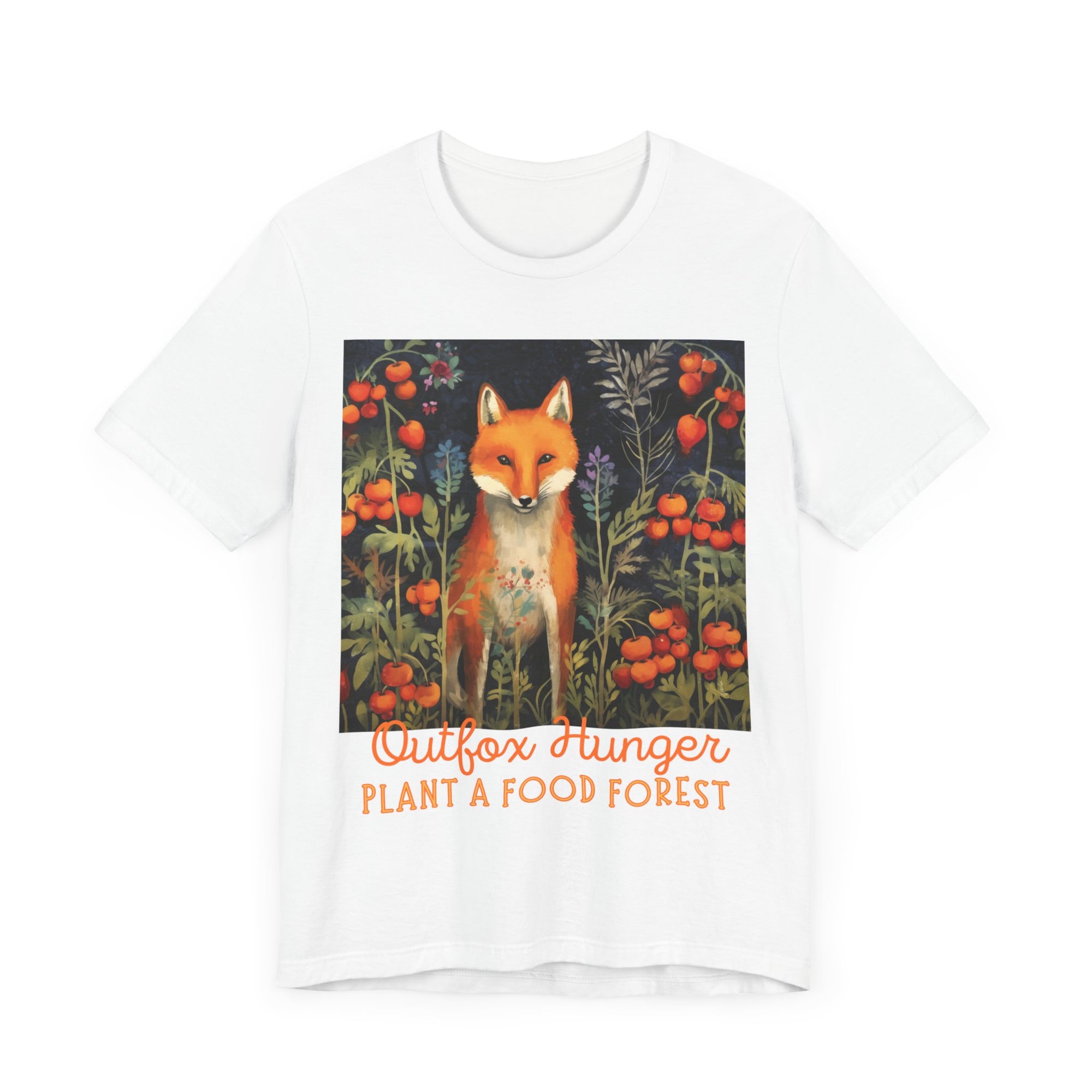 Outfox Hunger - Personalization Option - Unisex Jersey Short Sleeve Tee, food forest, fox, sustainable, food activist, activism, hunger, fight hunger, food insecurity