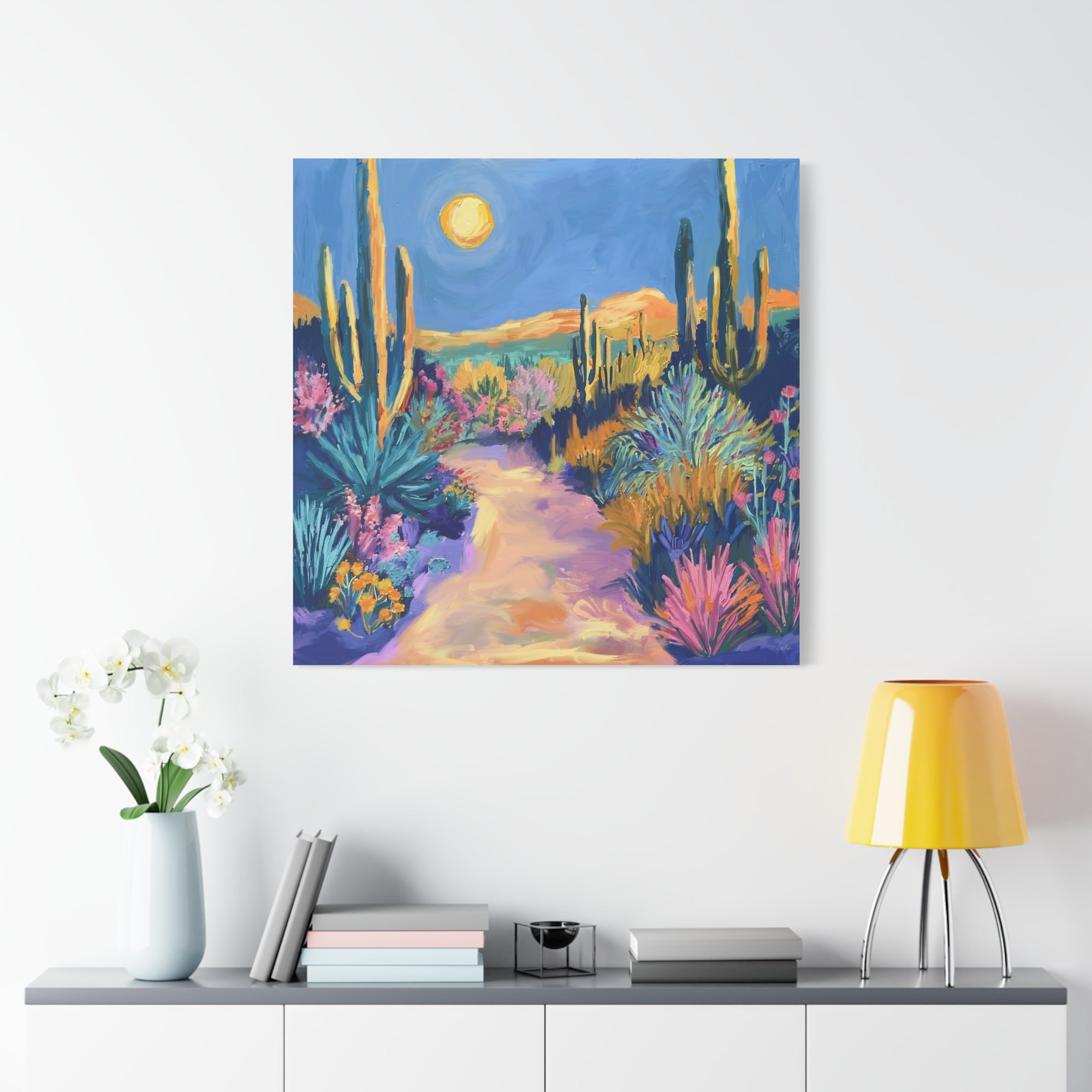 Pastel Desert Rising Moon - Available in 5 Sizes - Matte Canvas