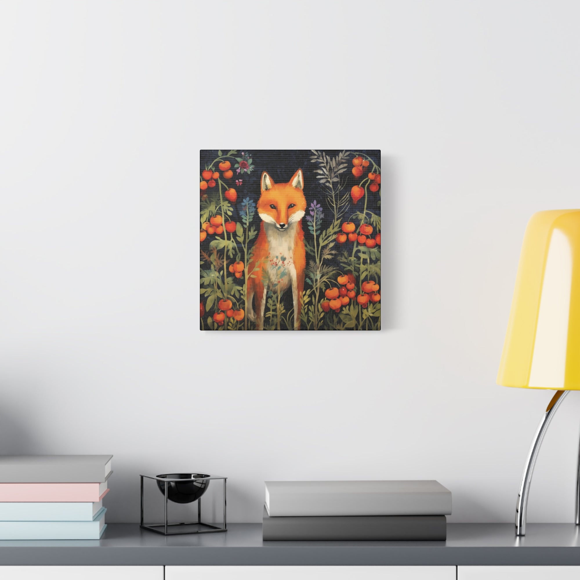 Fox in Crabapples - Available in 4 Sizes - Matte Canvas