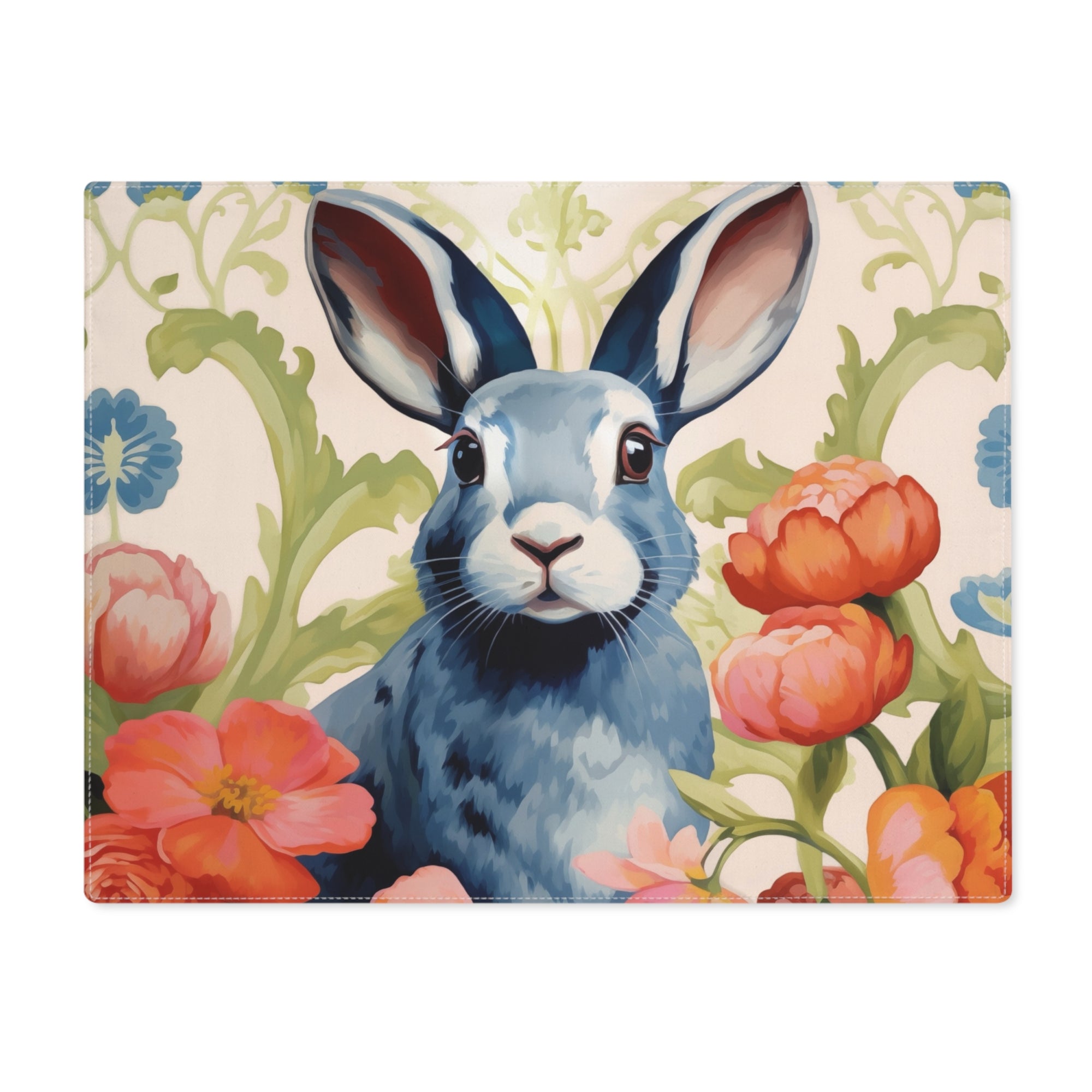 Placemat, 1pc - Blue Easter Bunny in Peonies