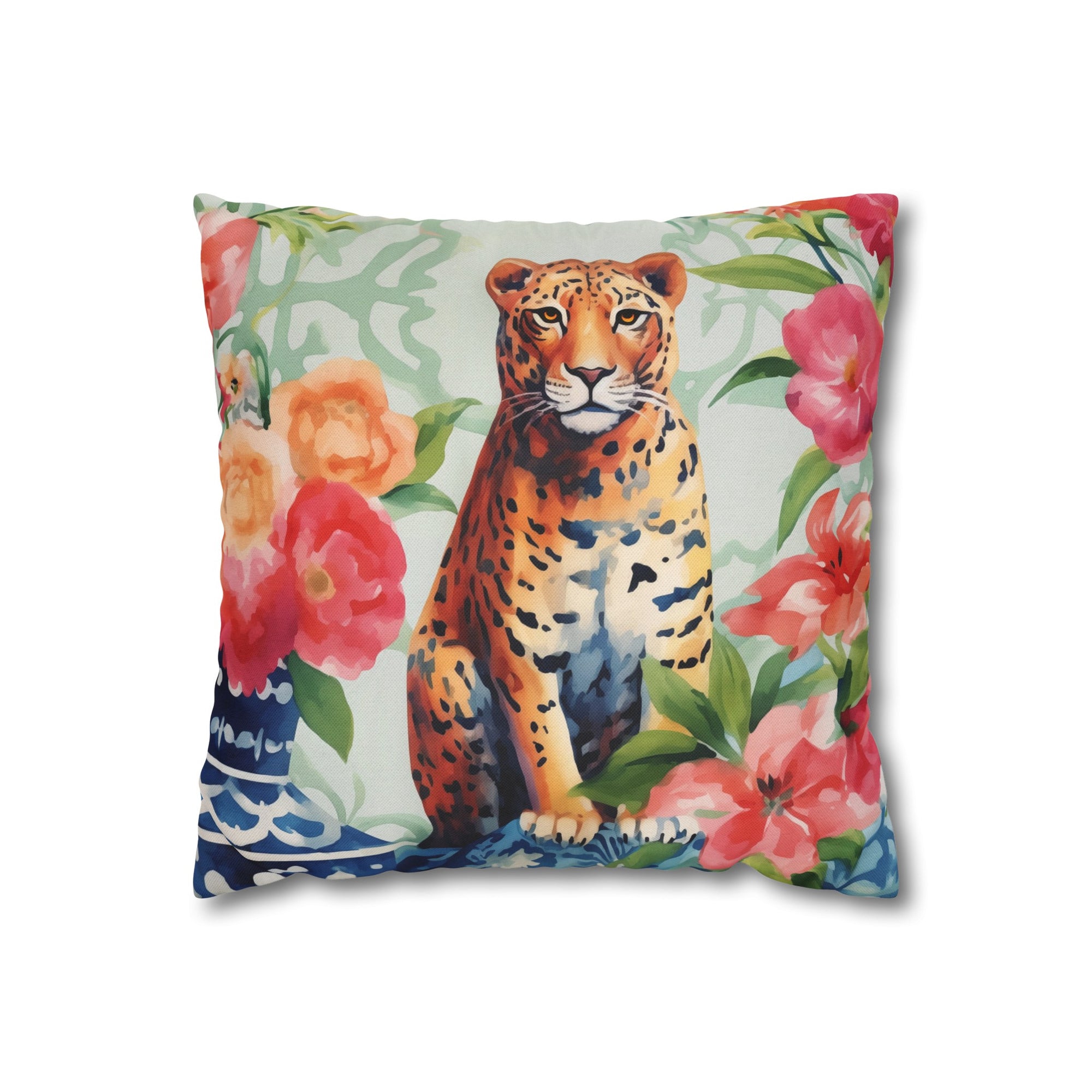 Spun Polyester Square Pillowcase - Tigress Garden