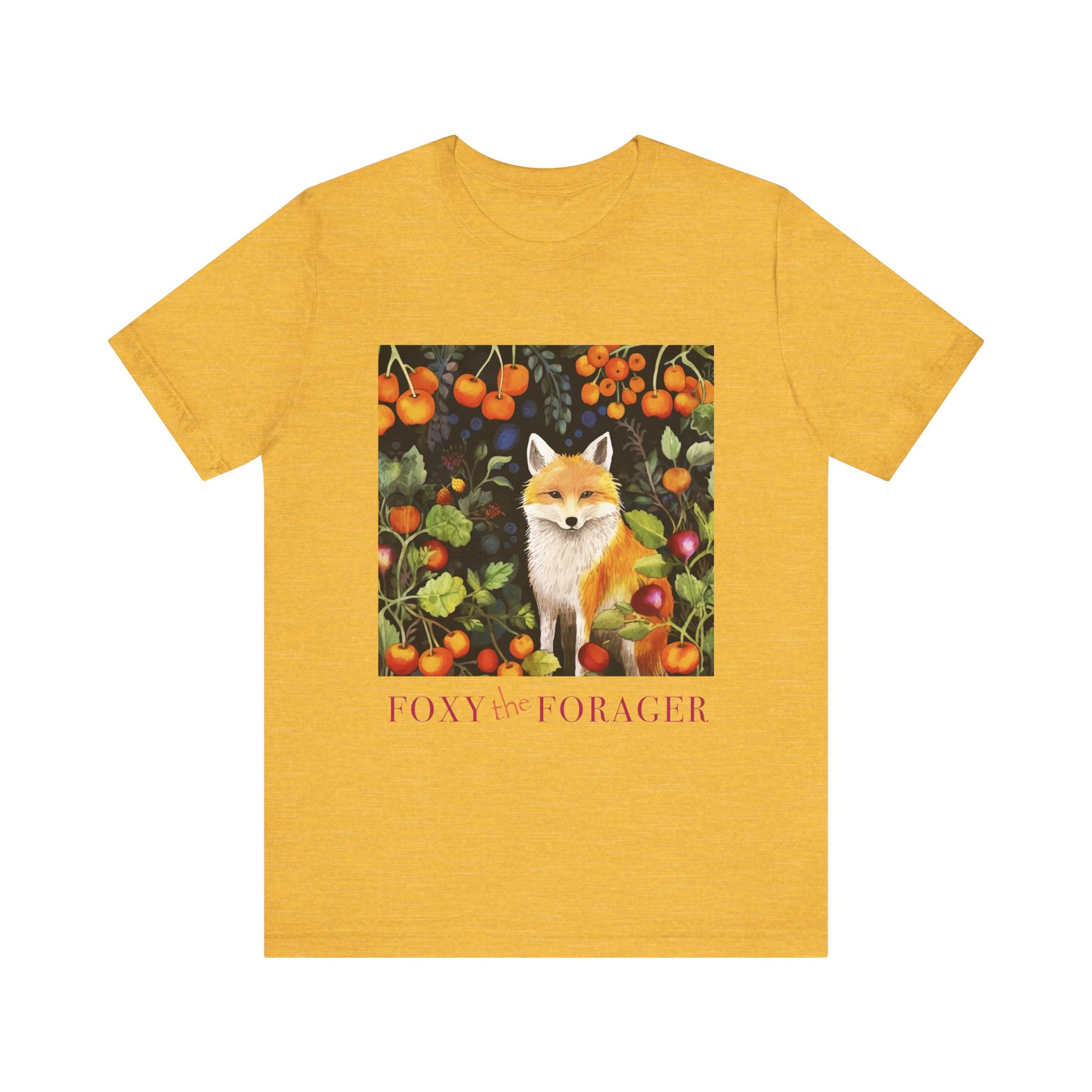 Foxy the Forager - Personalization option  Food Forest Fox - Unisex Jersey Short Sleeve Tee