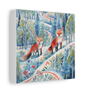 Foxes Snowy Sojourn - Available in 4 Sizes - Matte Canvas