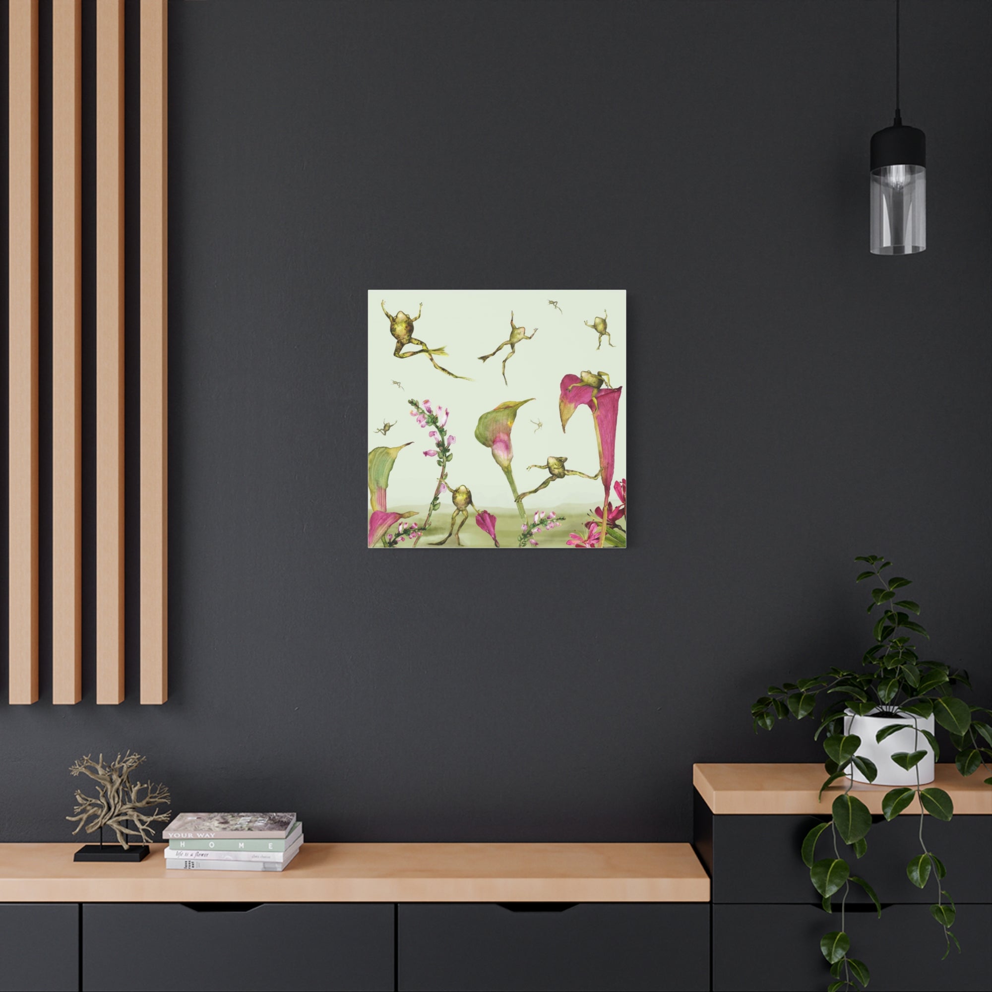 Frogs in Calla Lilies  - Available in 4 Sizes - Matte Canvas