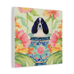 Sophie’s Retreat - Blue Spaniel in Chinoiserie - Available in 4 Sizes - Matte Canvas