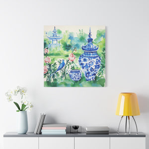 Temple Bird Chinoiserie - Available in 4 sizes  - Matte Canvas