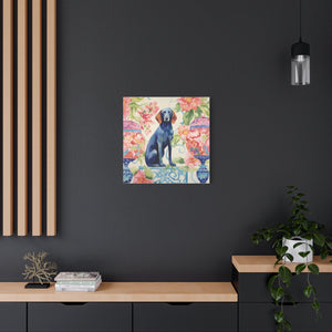 Blue-Noiserie -Blue Dog in Chinoiserie Room - Available in 4 sizes - Matte Canvas