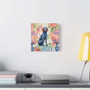 Blue-Noiserie -Blue Dog in Chinoiserie Room - Available in 4 sizes - Matte Canvas