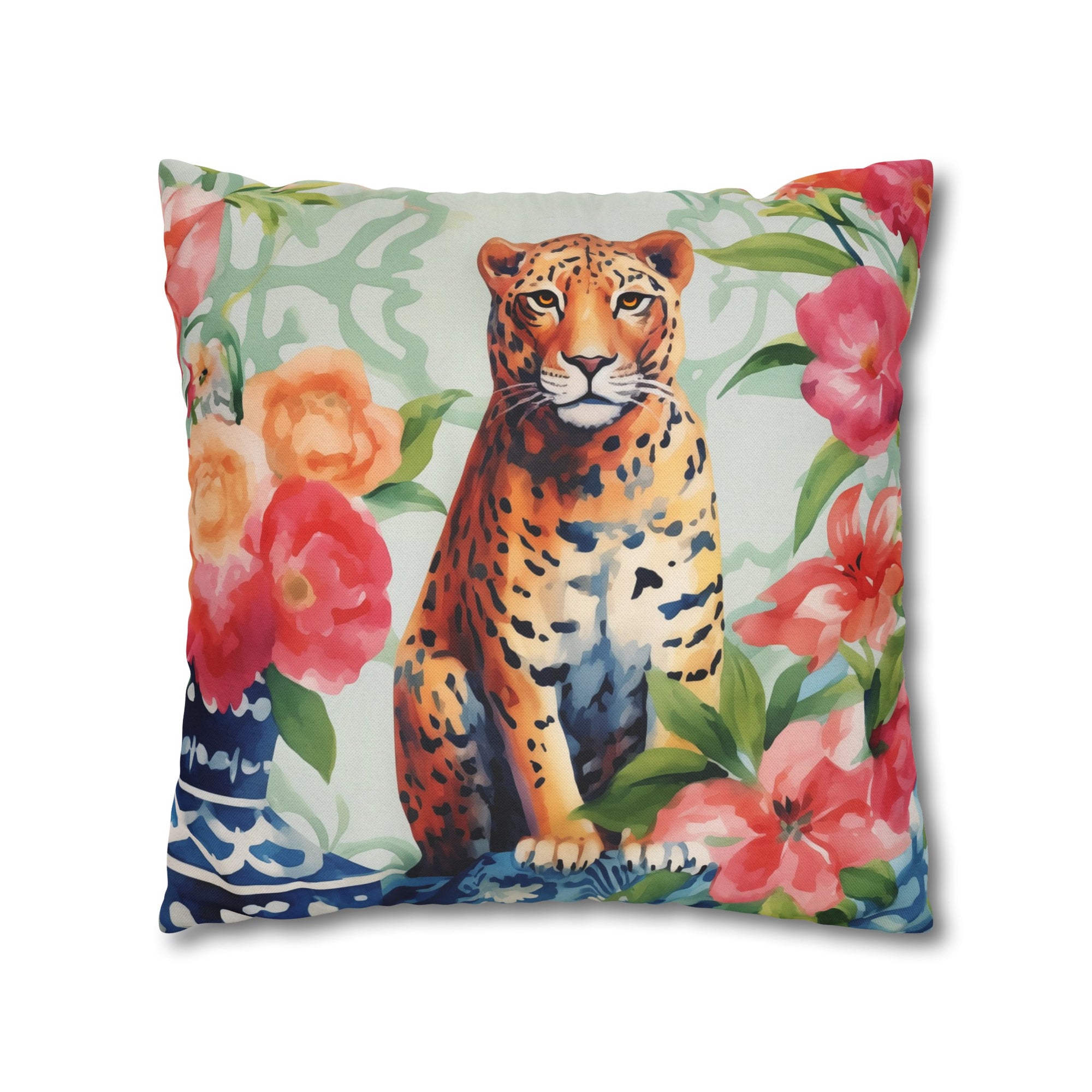 Spun Polyester Square Pillowcase - Tigress Garden