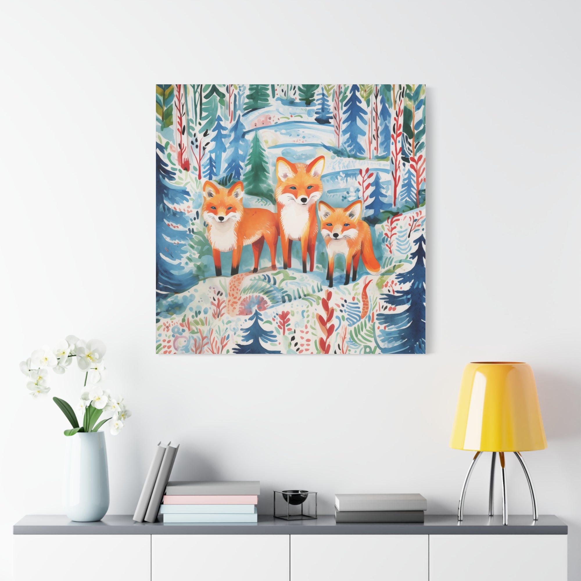 Mystical Fox Trio Enchanted Gaze - Available in 4 Sizes - Matte Canvas