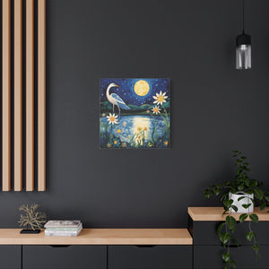 Egret in the Moonlight  - Available in 5 Sizes - Matte Canvas