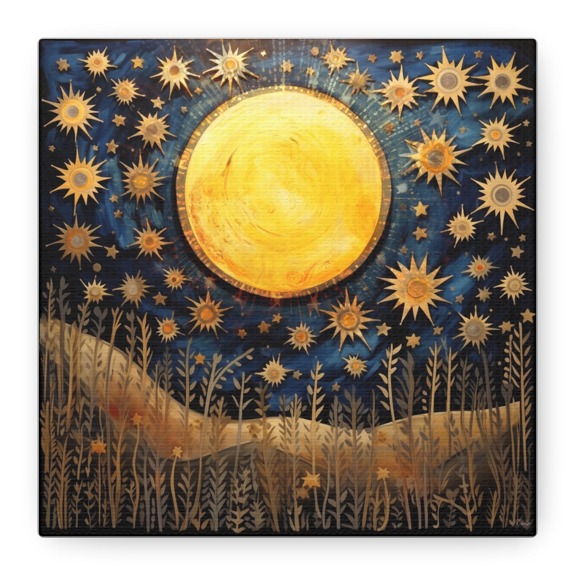 Sunflowers in the Moonlight  - Available in 5 Sizes - Matte Canvas