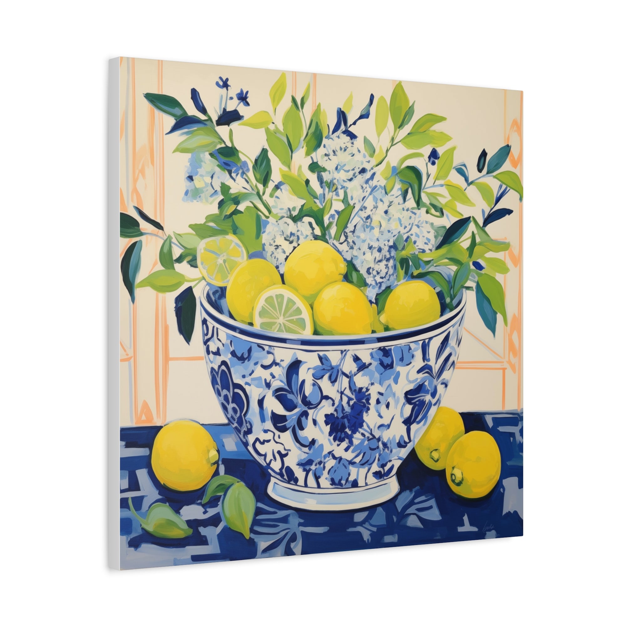 Lemon Bliss in Chinoiserie Bowl  - Available in 4 Sizes - Matte Canvas