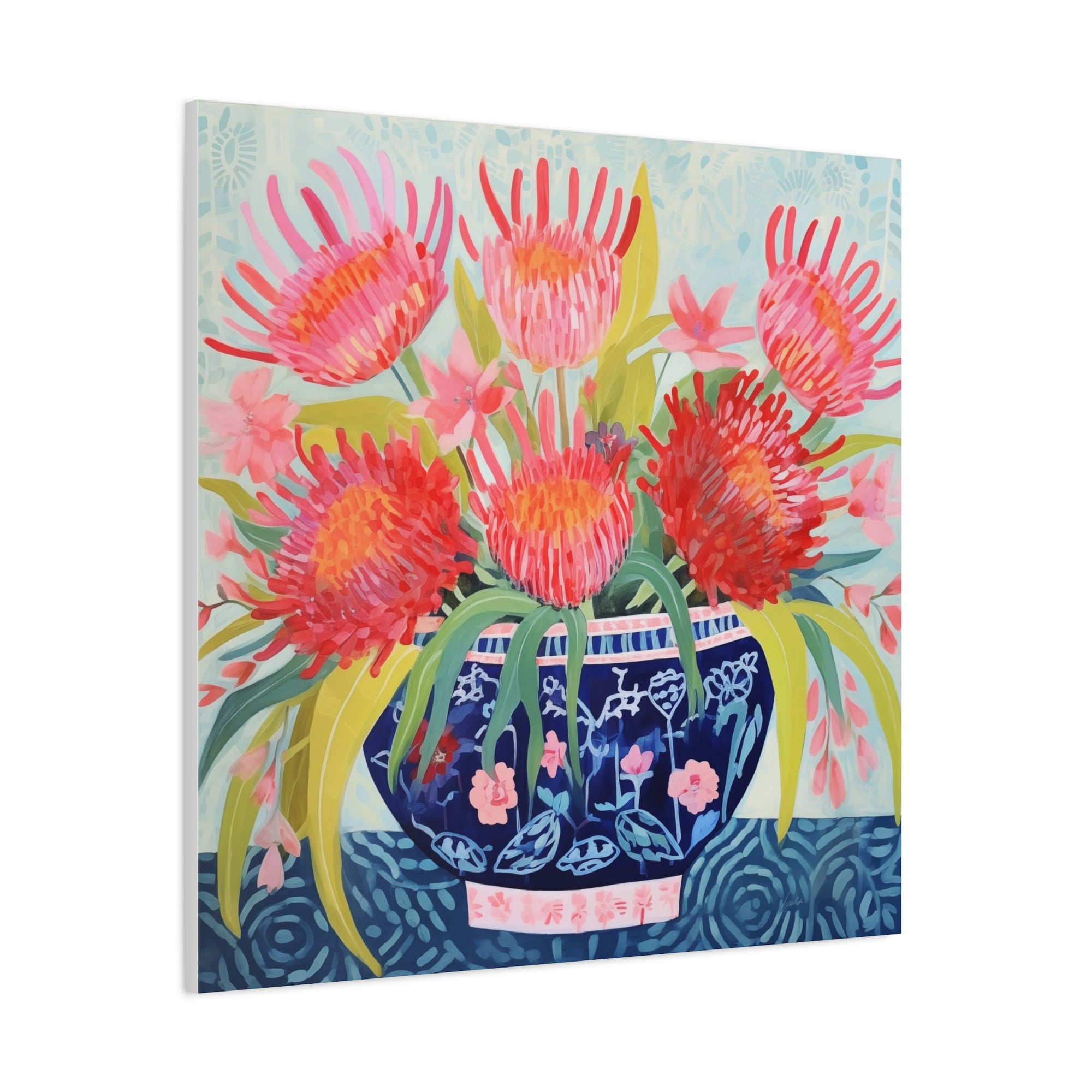 Happy Spider Protea in Chinoiserie Bowl - Available in 4 Sizes - Matte Canvas