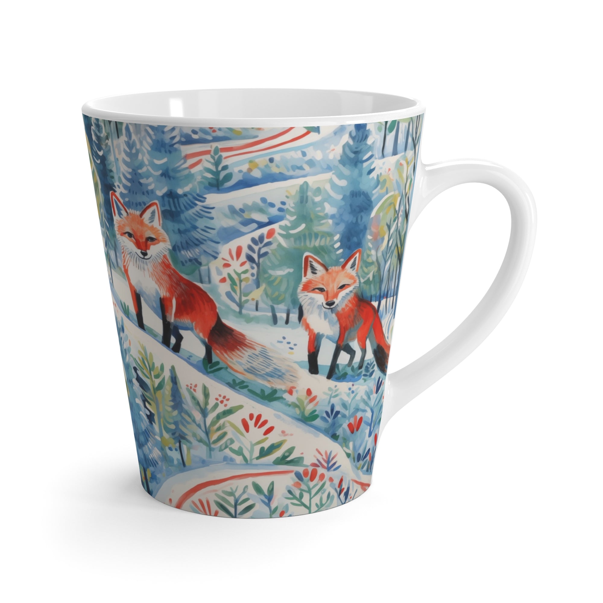 Latte Mug - Foxes Snowy Sojourn