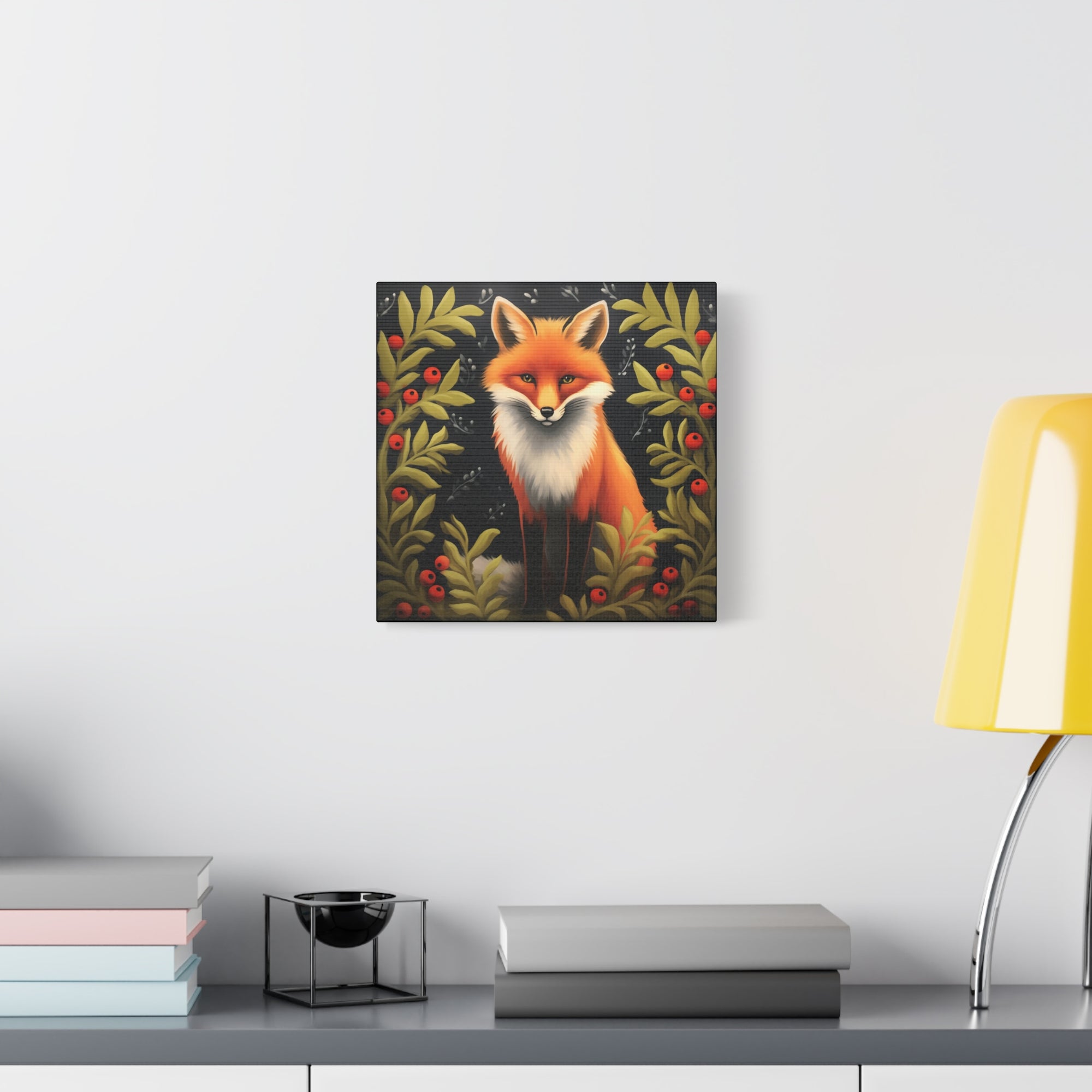 Fox Berry Winter Night - Available in 4 Sizes - Matte Canvas