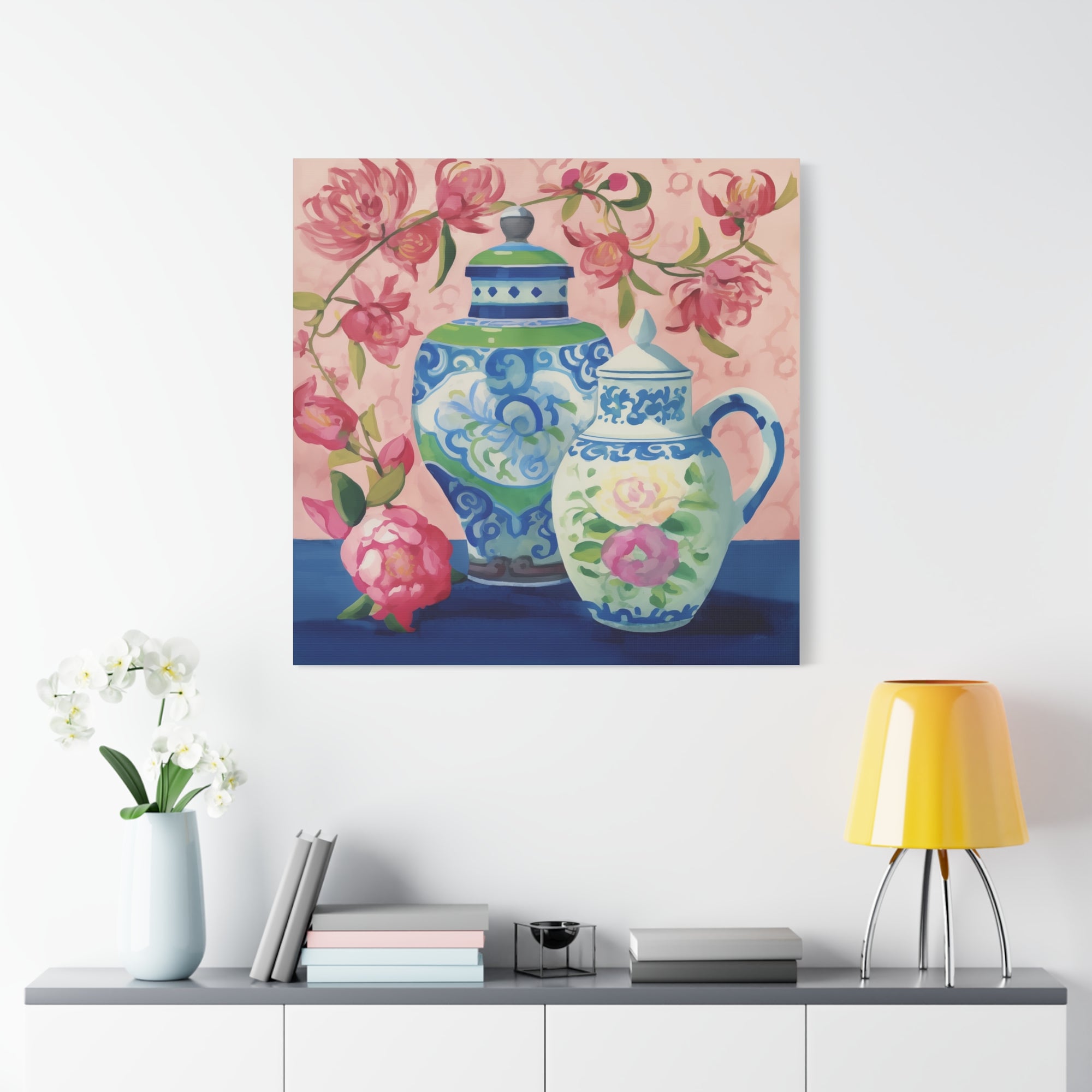 Pink Peony Tea Party - Available in 4 sizes - Matte Canvas