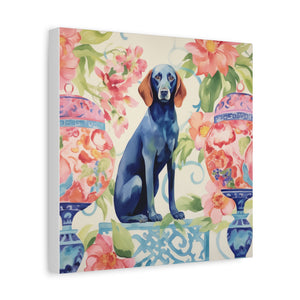 Blue-Noiserie -Blue Dog in Chinoiserie Room - Available in 4 sizes - Matte Canvas