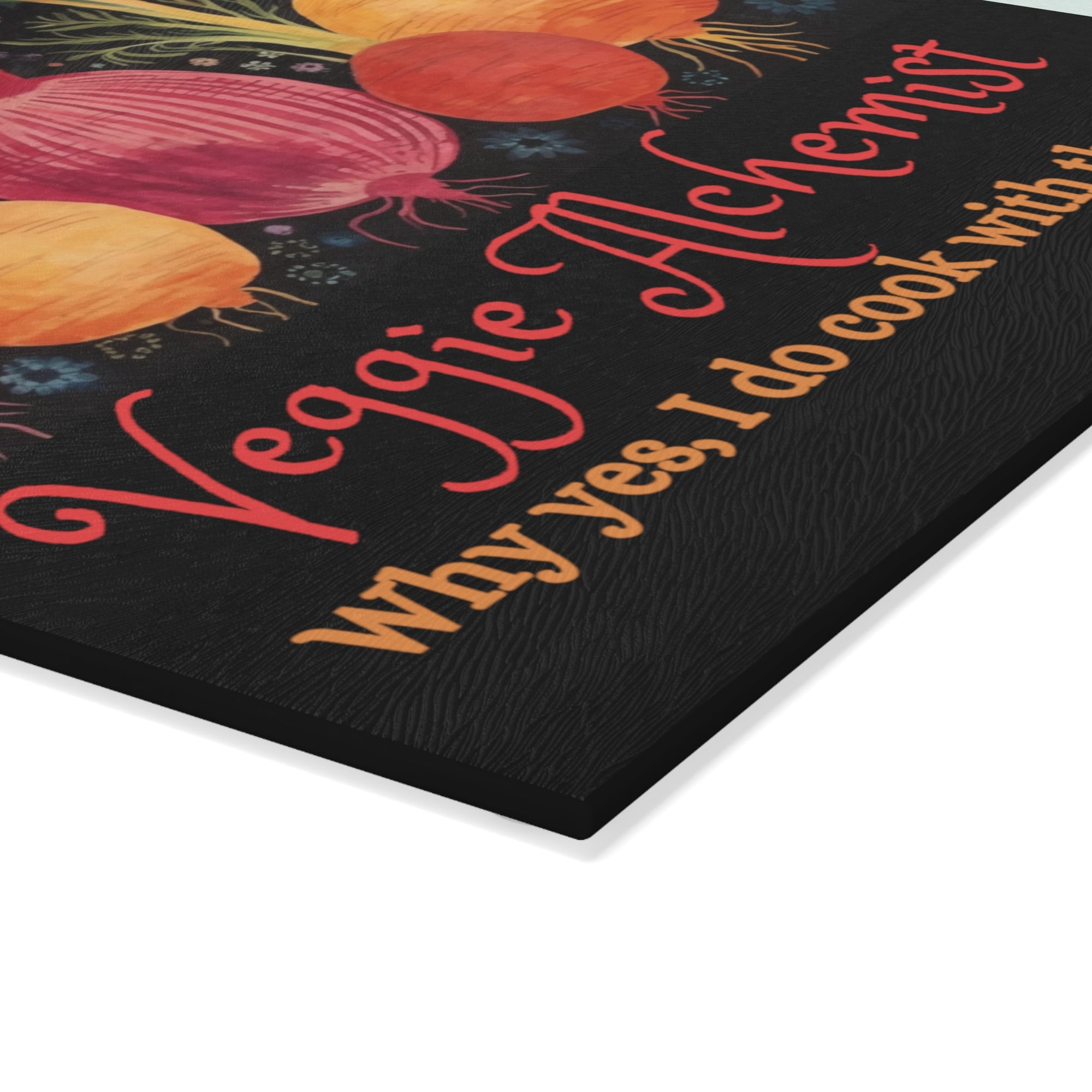 Glass Cutting Board - Veggie Alchemist - Personalization Optional