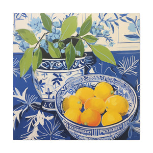 Lemon and Chinoiserie Harmony  - Available in 4 Sizes - Matte Canvas