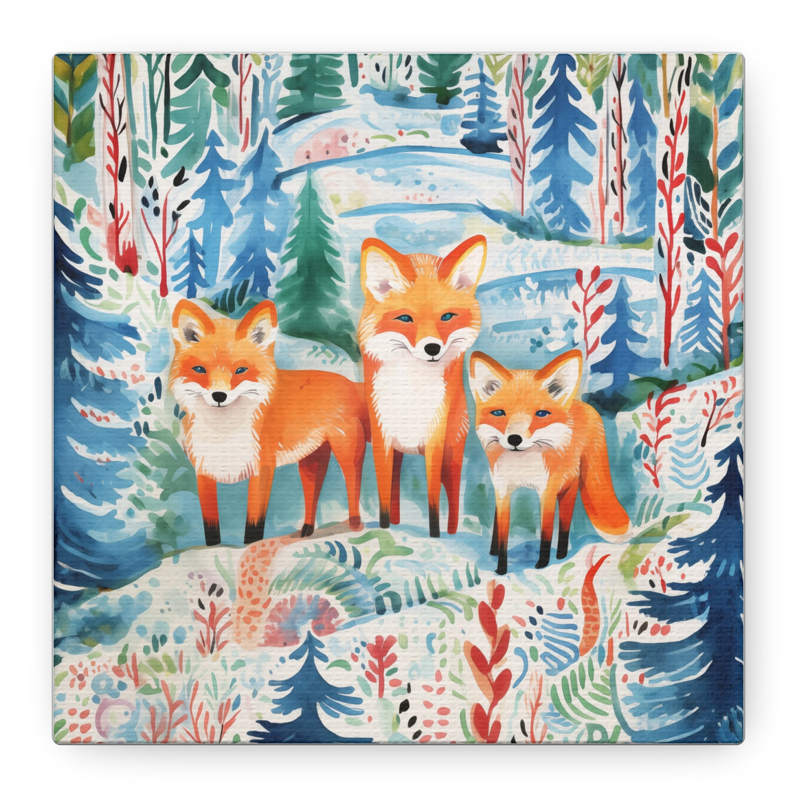Mystical Fox Trio Enchanted Gaze - Available in 4 Sizes - Matte Canvas
