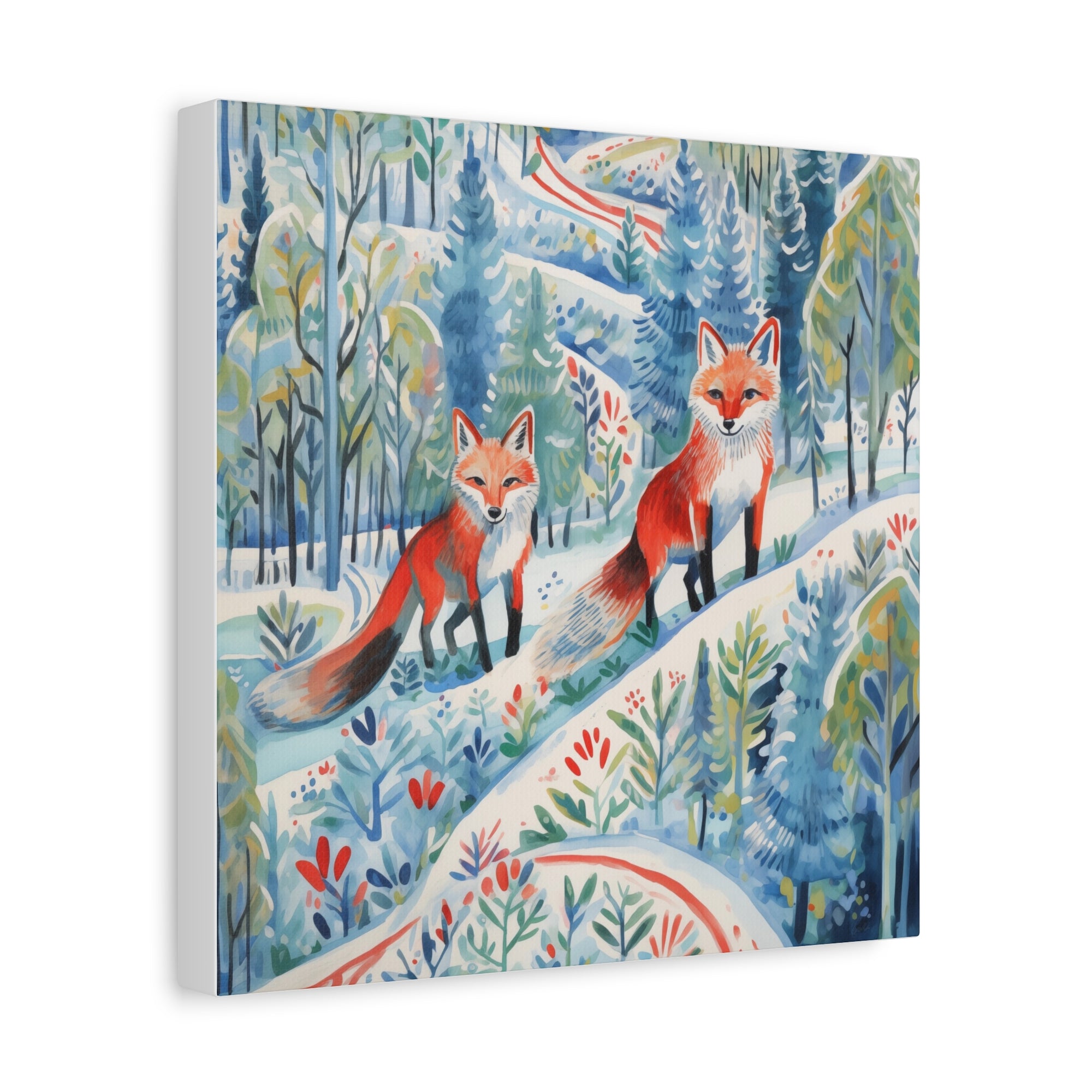 Foxes Snowy Sojourn - Available in 4 Sizes - Matte Canvas