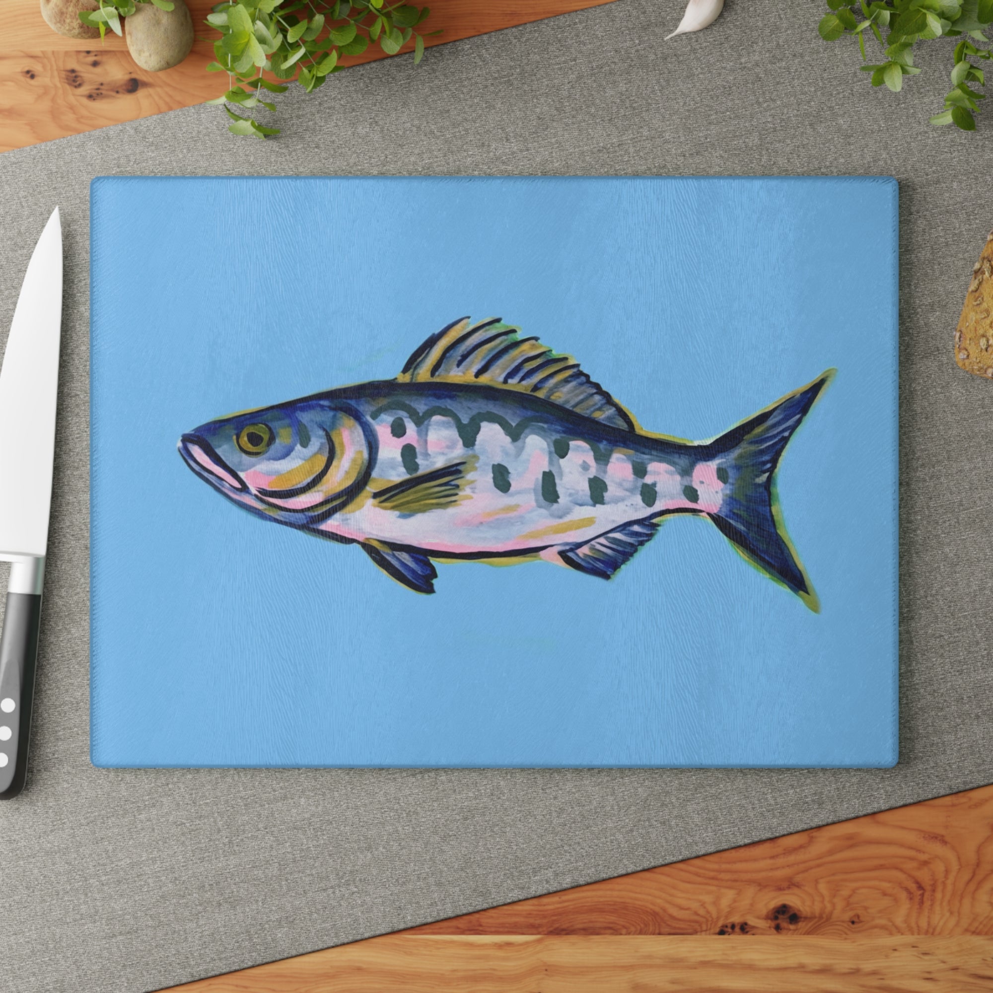 Cutting Board - Blue Fish - Personalization Optional