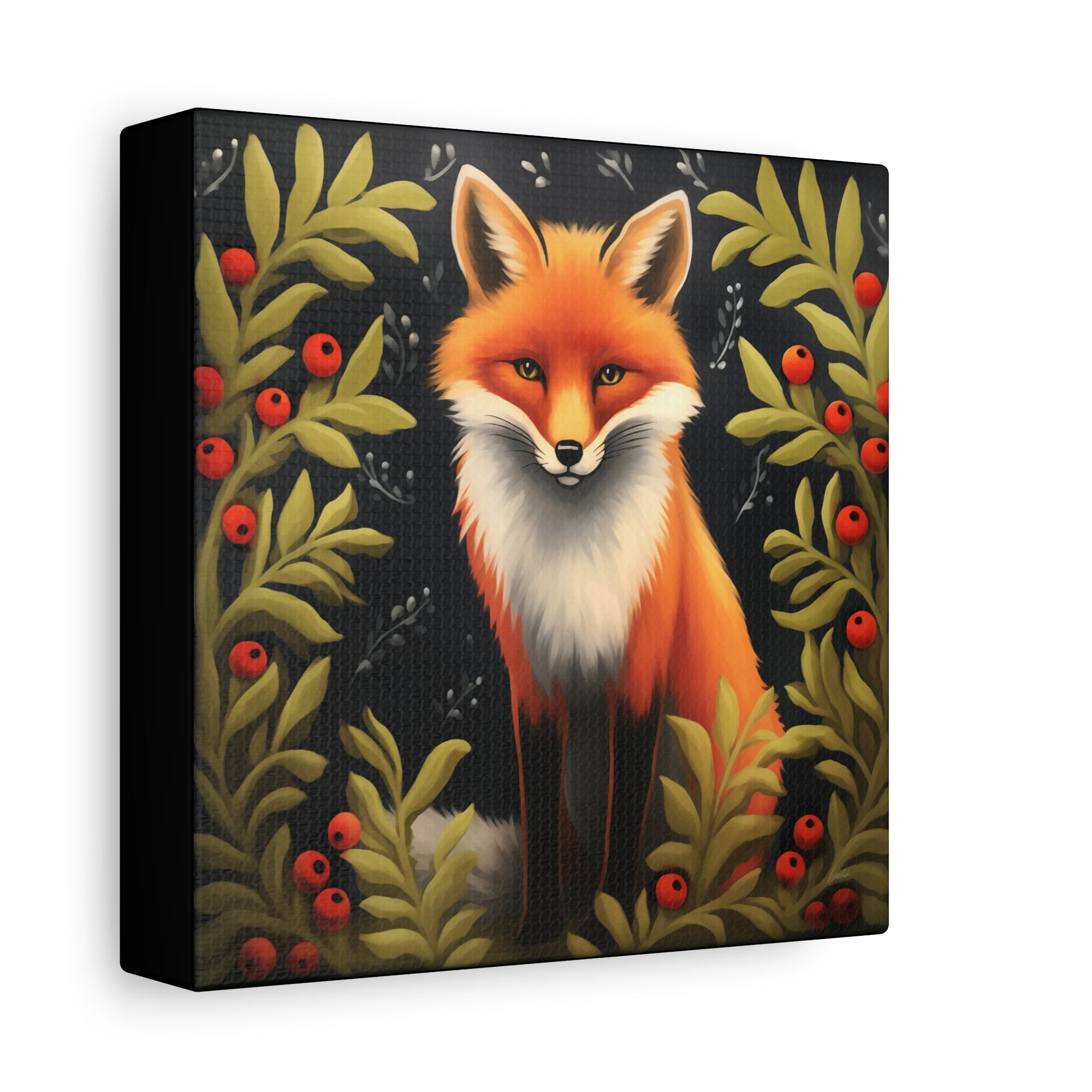 Fox Berry Winter Night - Available in 4 Sizes - Matte Canvas