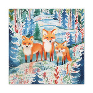 Mystical Fox Trio Enchanted Gaze - Available in 4 Sizes - Matte Canvas