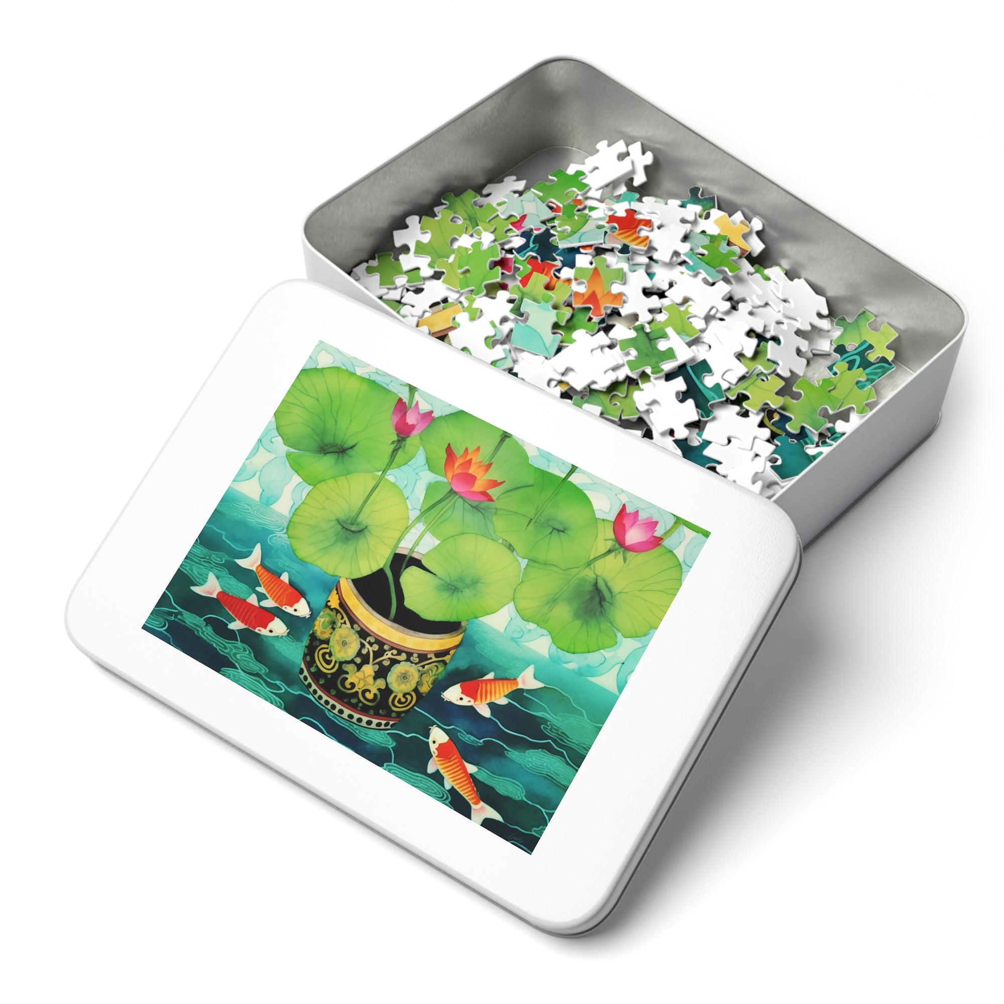 Jigsaw Puzzle | Koi Fish With Lotus Pot  (30,  252, 500 & 1000-Piece)