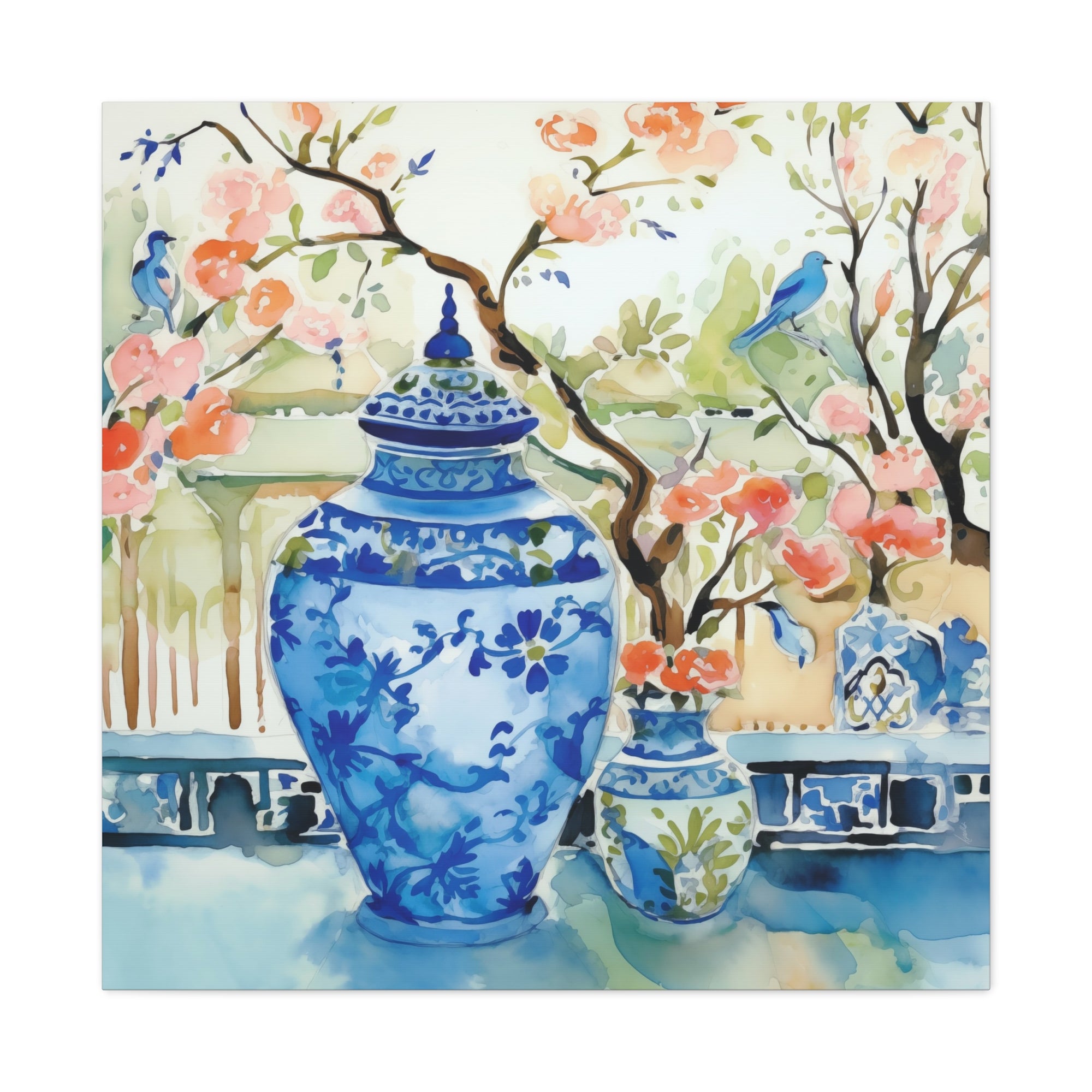 Park View With Chinoiserie  - Available in 4 sizes  - Matte Canvas