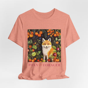 Foxy the Forager - Personalization option  Food Forest Fox - Unisex Jersey Short Sleeve Tee