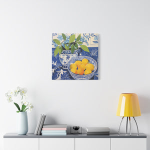 Lemon and Chinoiserie Harmony  - Available in 4 Sizes - Matte Canvas