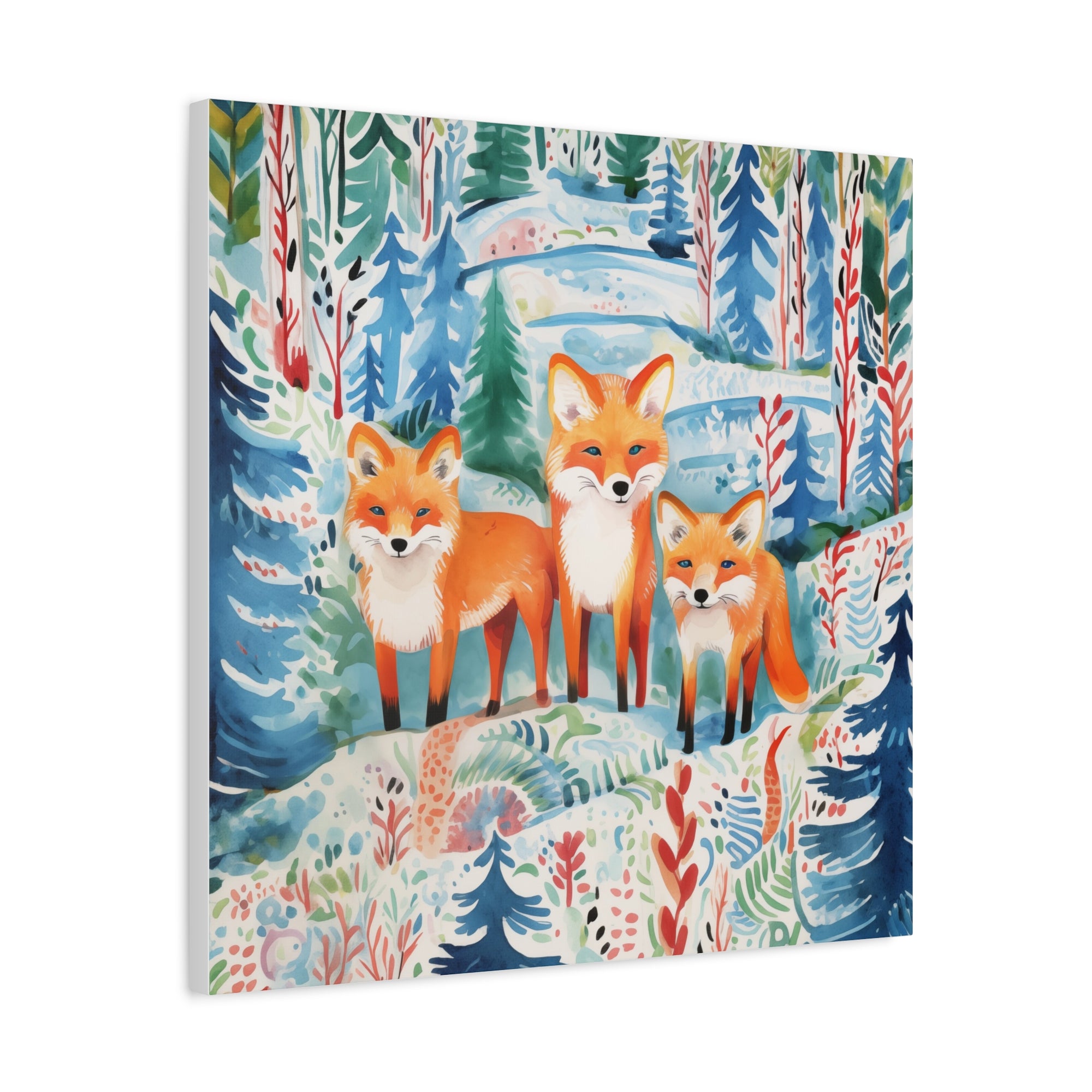 Mystical Fox Trio Enchanted Gaze - Available in 4 Sizes - Matte Canvas