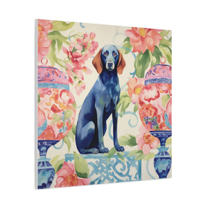 Blue-Noiserie -Blue Dog in Chinoiserie Room - Available in 4 sizes - Matte Canvas