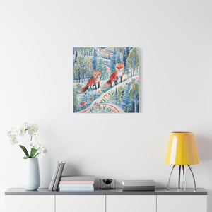 Foxes Snowy Sojourn - Available in 4 Sizes - Matte Canvas