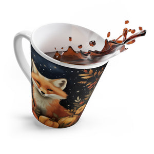 Latte Mug - Fox In Starry Pumpkin Patch