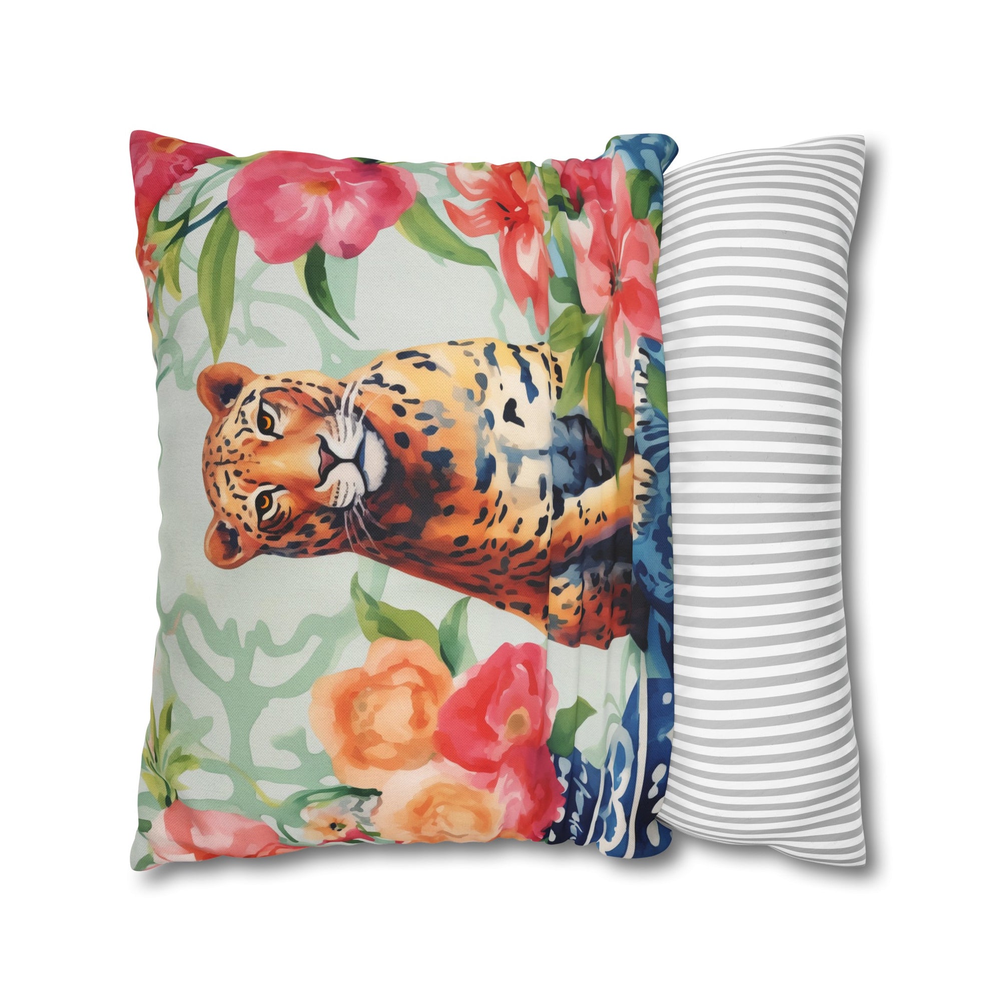 Spun Polyester Square Pillowcase - Tigress Garden