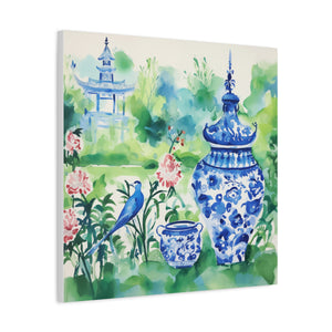 Temple Bird Chinoiserie - Available in 4 sizes  - Matte Canvas