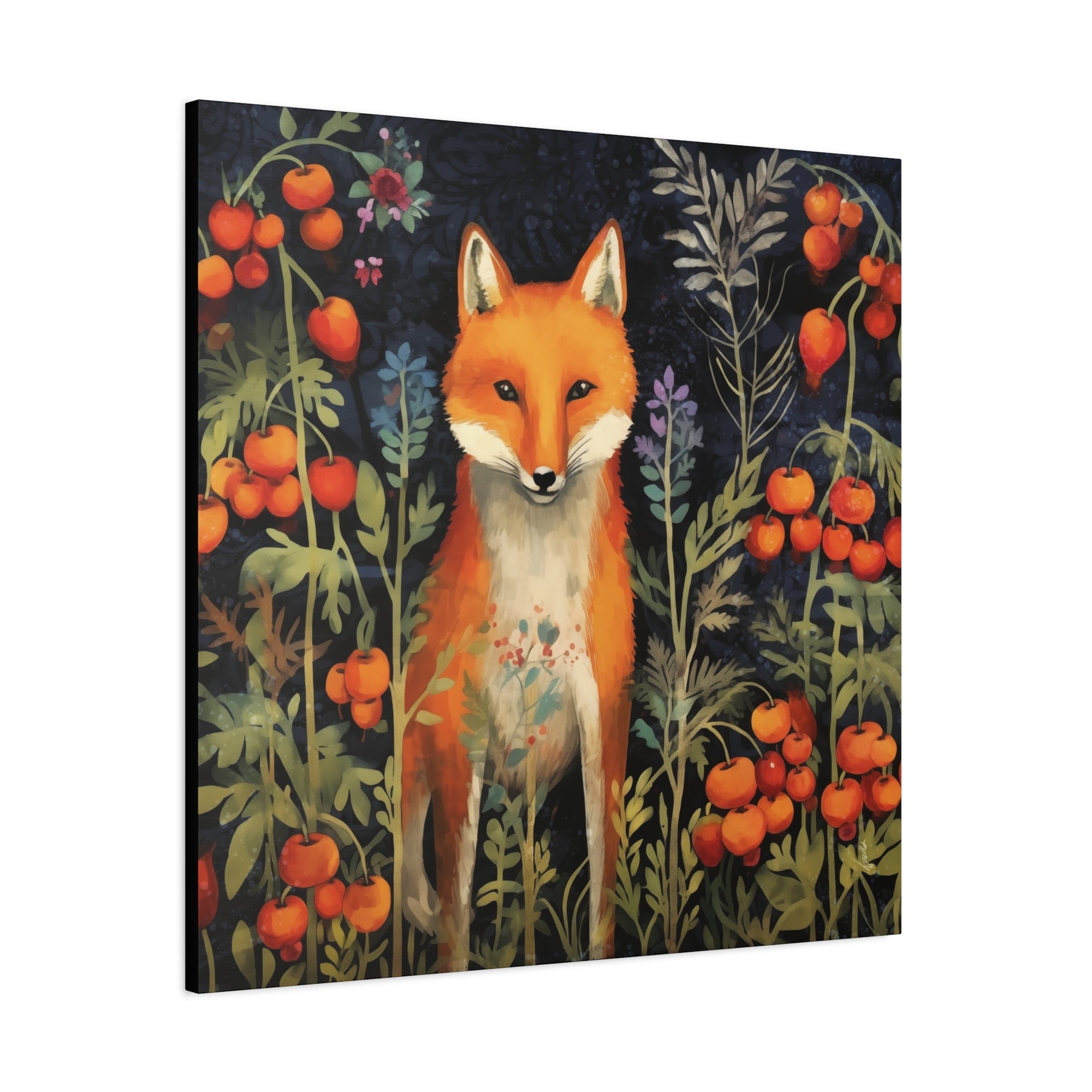 Fox in Crabapples - Available in 4 Sizes - Matte Canvas