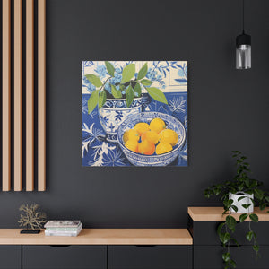 Lemon and Chinoiserie Harmony  - Available in 4 Sizes - Matte Canvas