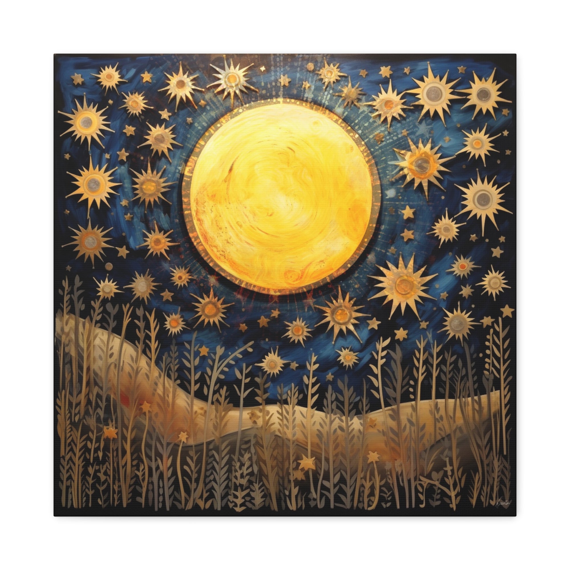 Sunflowers in the Moonlight  - Available in 5 Sizes - Matte Canvas