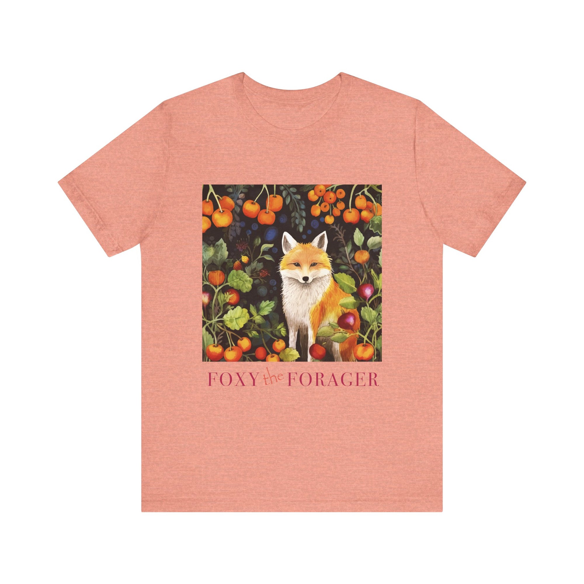 Foxy the Forager - Personalization option  Food Forest Fox - Unisex Jersey Short Sleeve Tee