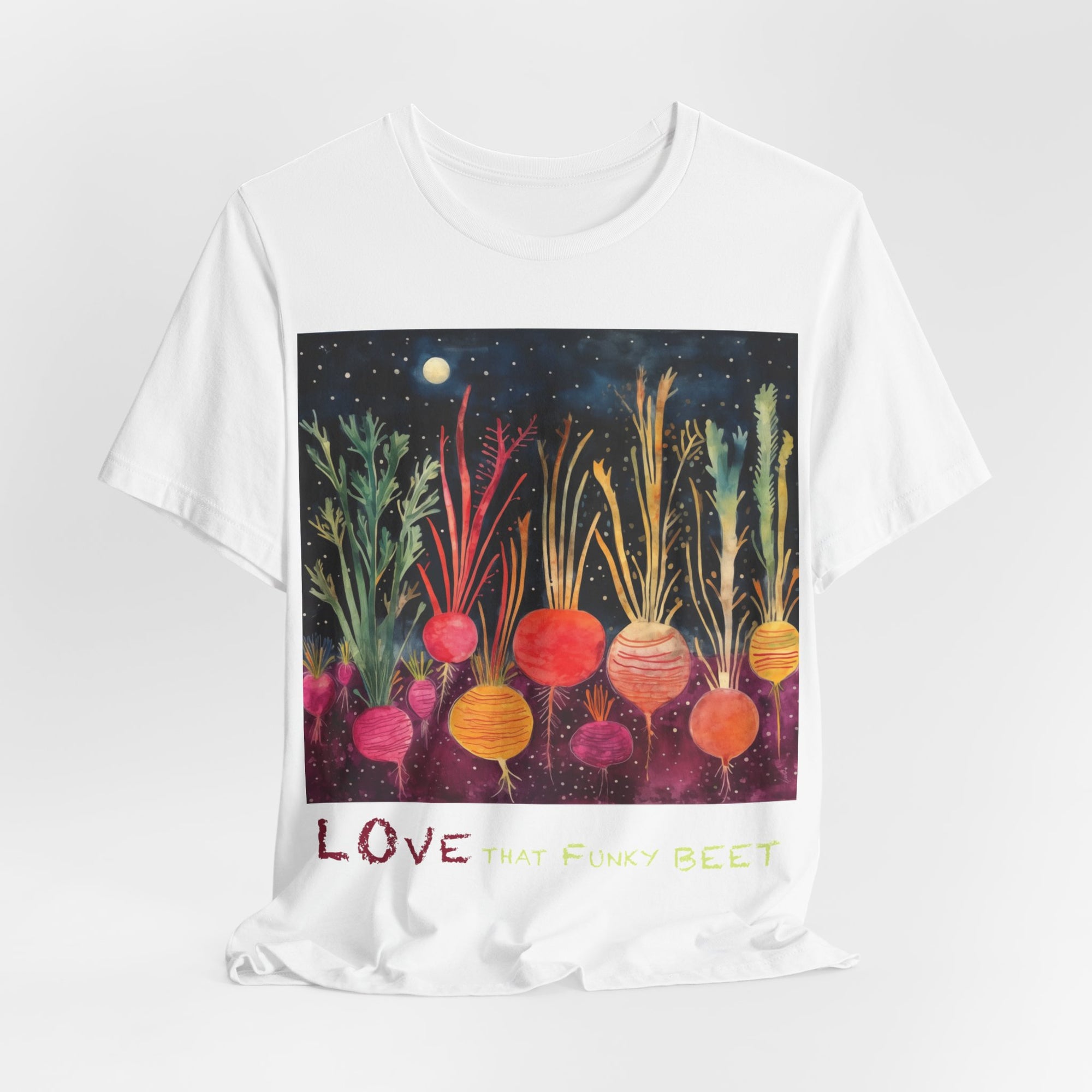 Love That Funky Beet - Personalization Option - Unisex Jersey Short Sleeve Tee, beet, root, gardener, gardening, root veggie, vegetable lover, culinary, chef, kitchen, cook