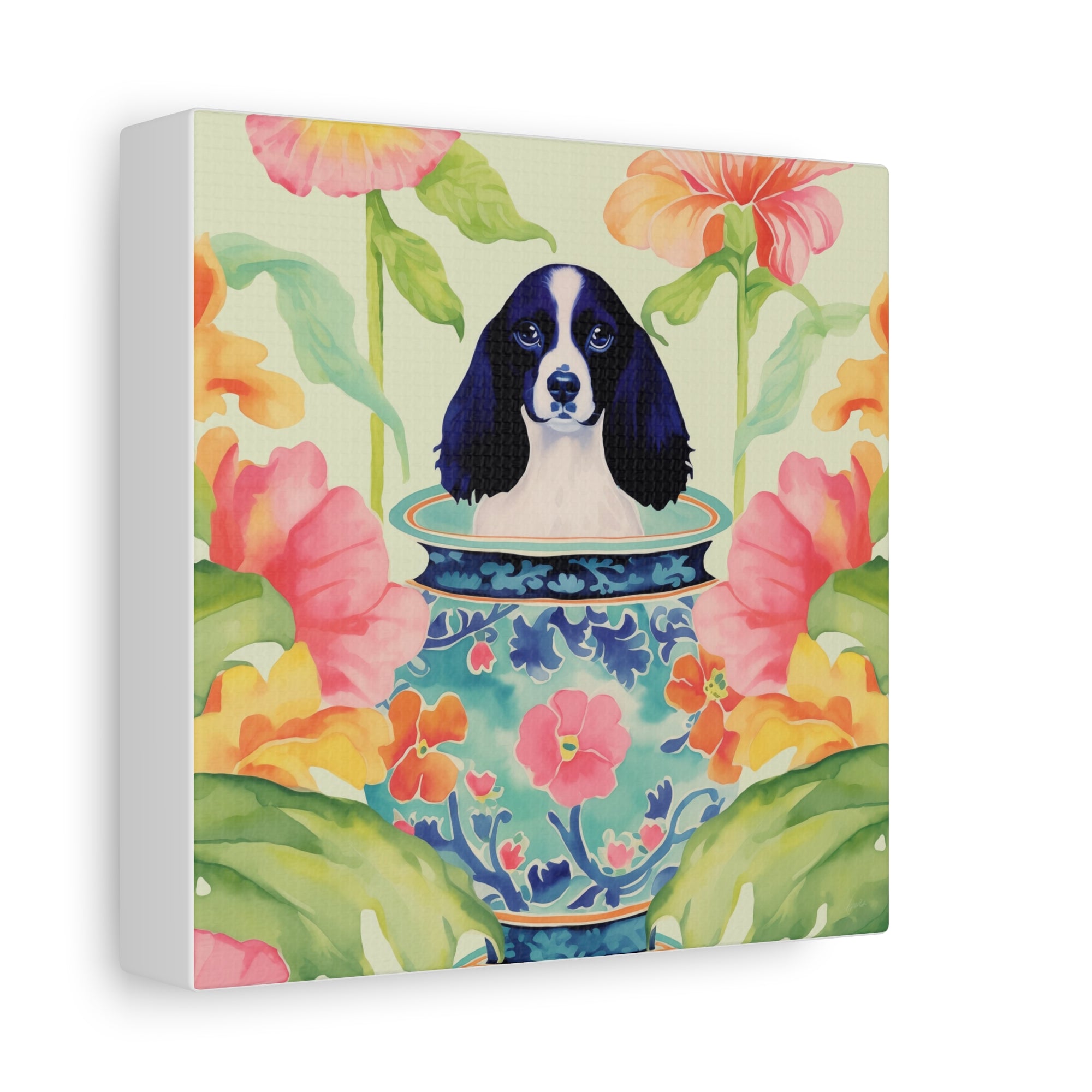 Sophie’s Retreat - Blue Spaniel in Chinoiserie - Available in 4 Sizes - Matte Canvas