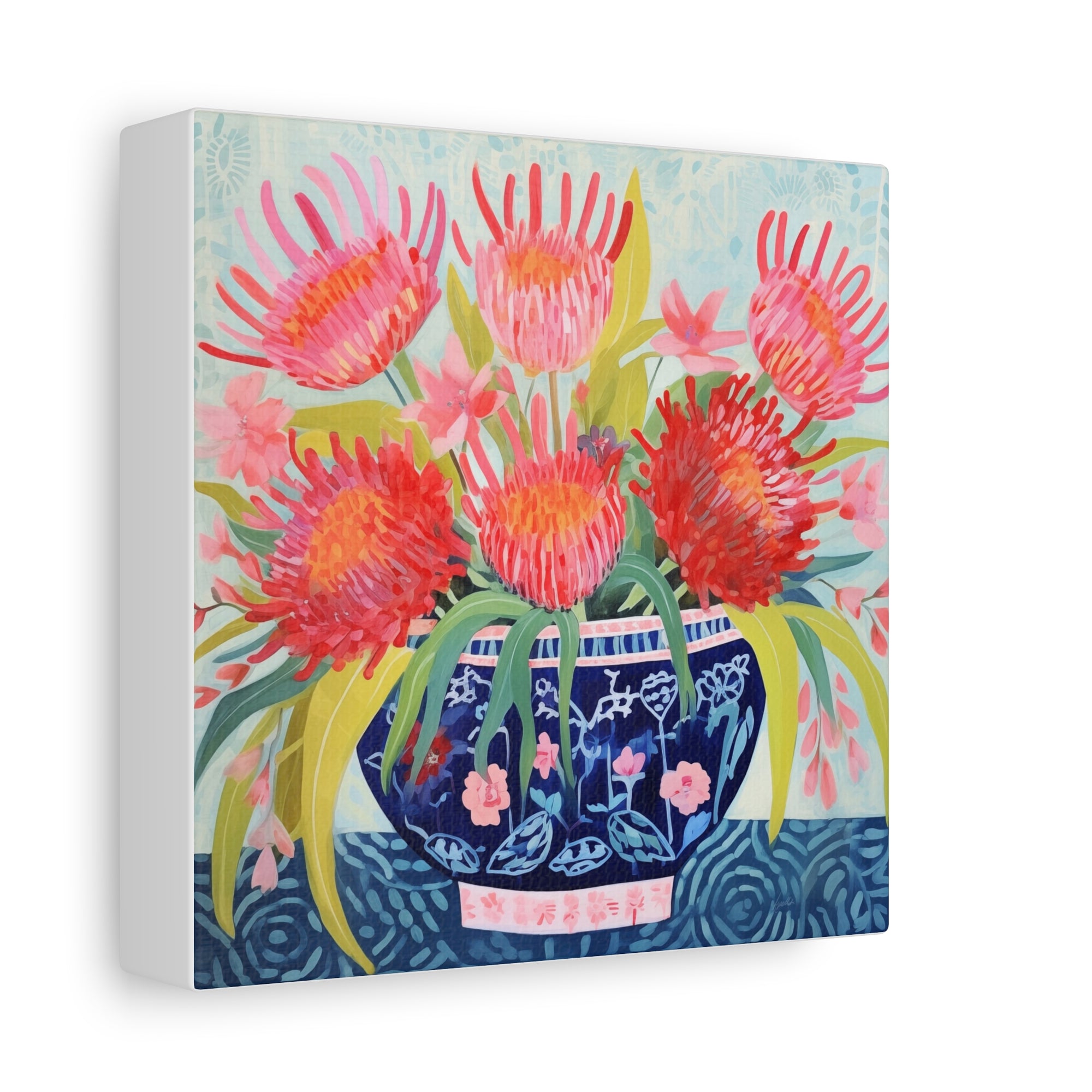 Happy Spider Protea in Chinoiserie Bowl - Available in 4 Sizes - Matte Canvas