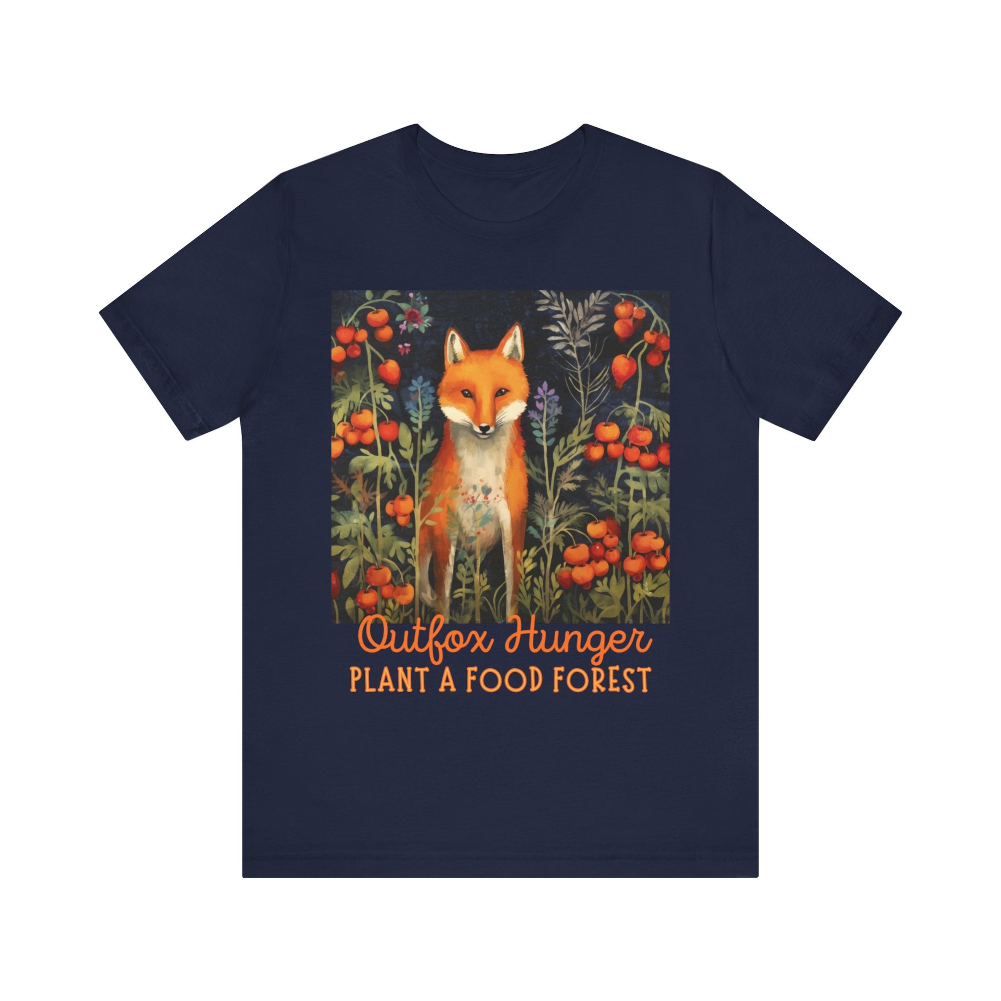 Outfox Hunger - Personalization Option - Unisex Jersey Short Sleeve Tee, food forest, fox, sustainable, food activist, activism, hunger, fight hunger, food insecurity