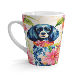 Latte Mug - Royal King Charles Spaniel with Peonies