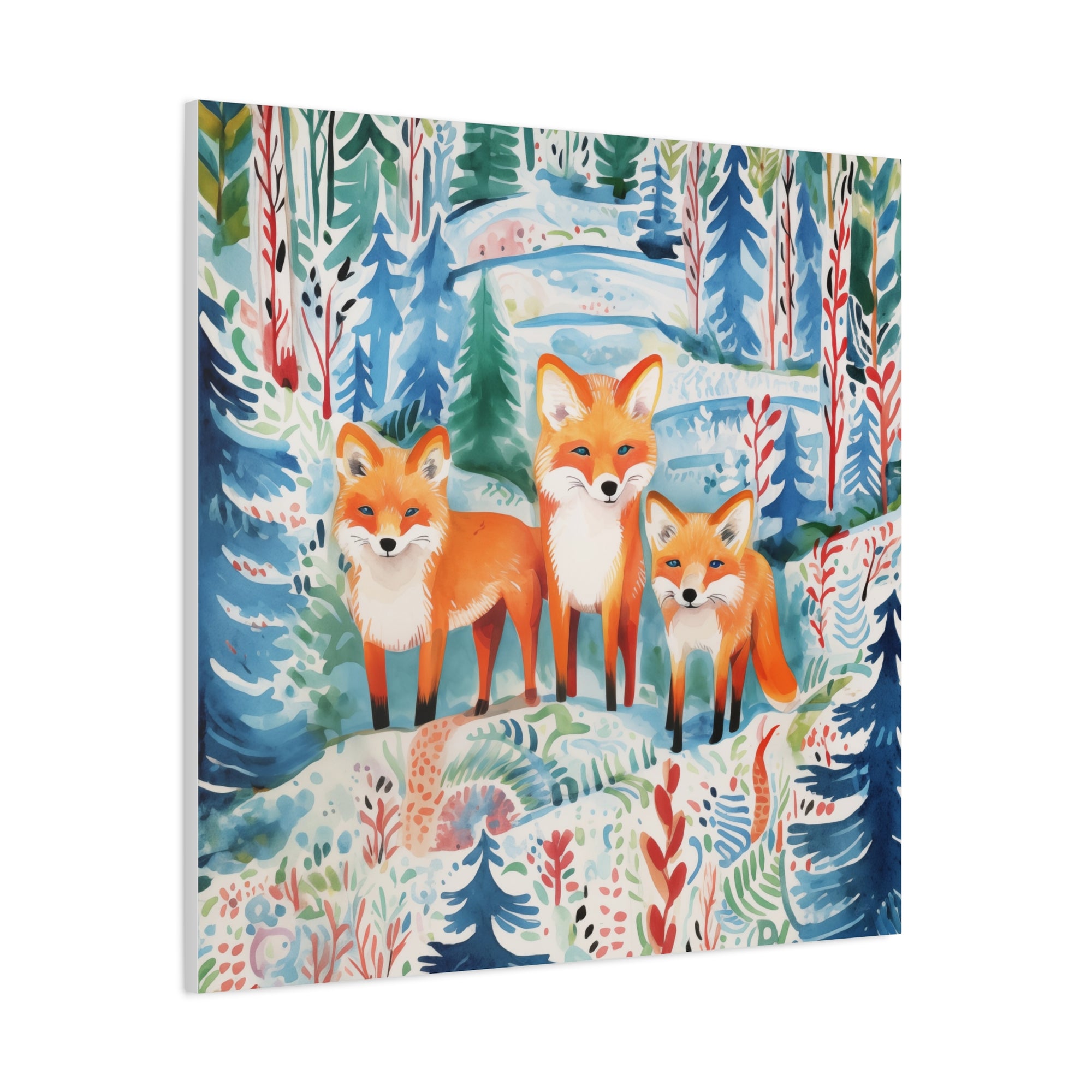 Mystical Fox Trio Enchanted Gaze - Available in 4 Sizes - Matte Canvas