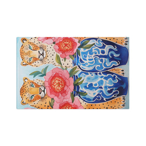 Microfiber Tea Towel - Serengeti Cheetahs and Chinoiserie